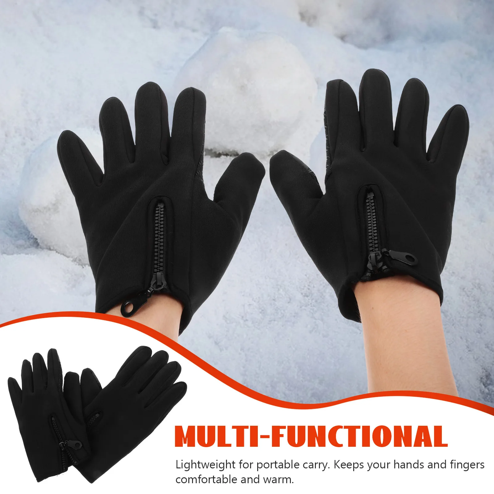 Xl قفازات سوداء كاملة الأصابع معطف شتوي شاشة تعمل باللمس مقاوم للماء يندبروف الصوف قبضة مريحة قفازات الشتاء