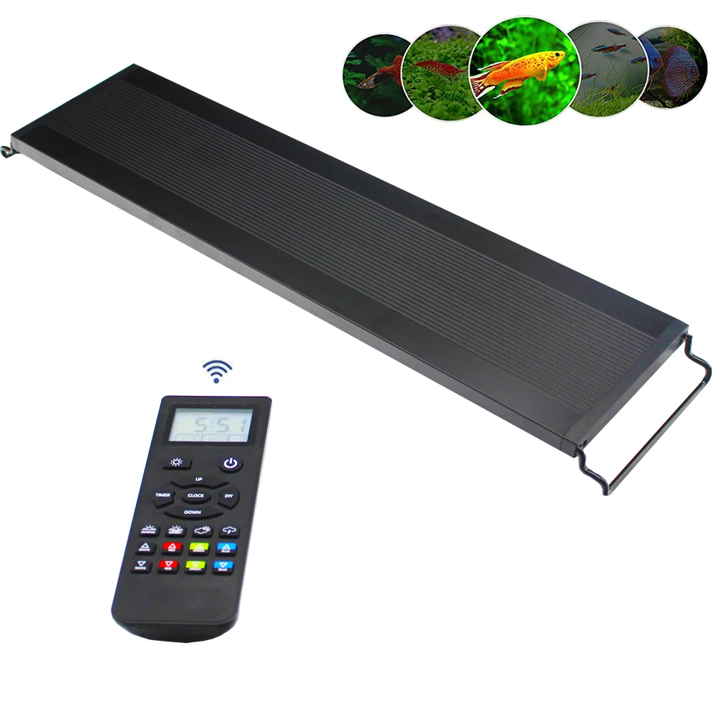 Wireless Remote Planted Fish Aquarium LED Light RGBW 4 Channels Dimmer 8 Timer DIY Mode Memory Function For 12-18inch Tank