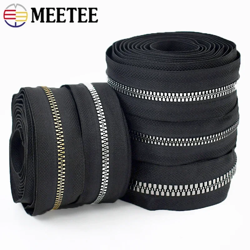 1/2/3/5M Meetee 3# 5# 8# 10# 15# Resin Zipper Tape Zip Roll for Sewing Bag Jacket Coat Clothes Zips Repair Kit DIY Accessories