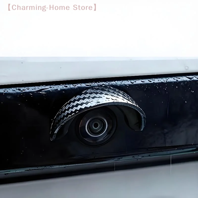 【M】1/2/4Pcs Carbon Fiber Car Backup Camera Rain Cover, Self Adhesive Waterproof Anti-Glare Sun Visor Parking
