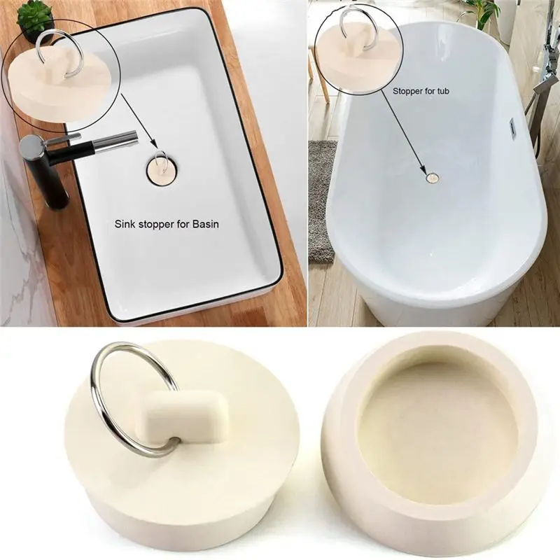 B62B-1 5/8In White Rubber Bathtub Plug Wash Basin Bathtub Plug Drain Pipe Plug Sink Plug Water Plug