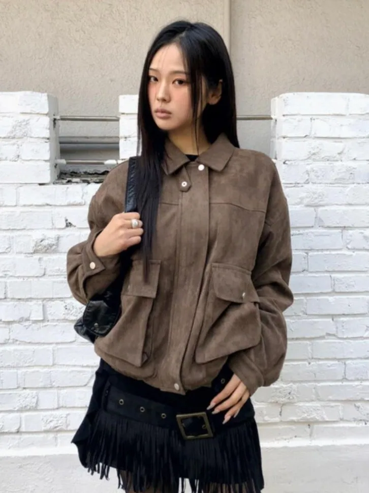 

Women's Winter Thiened Suede Jaet Double ket Retro Versatile Cotton Coat Warm Faionable Small Size Friendly Outerwear