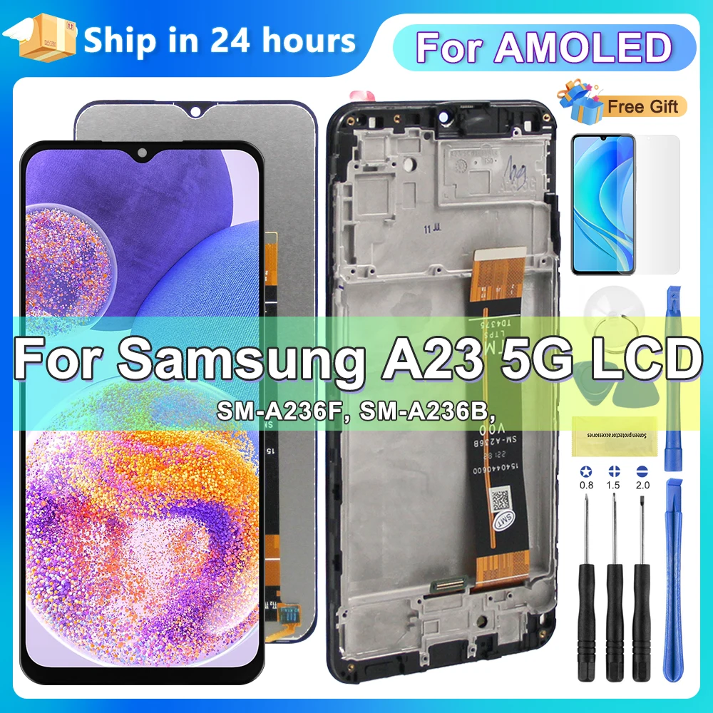 Screen for Samsung Galaxy A23 5G A236U A236B Lcd Display Digital Touch Screen with Frame for Samsung A23 5G Screen Replacement