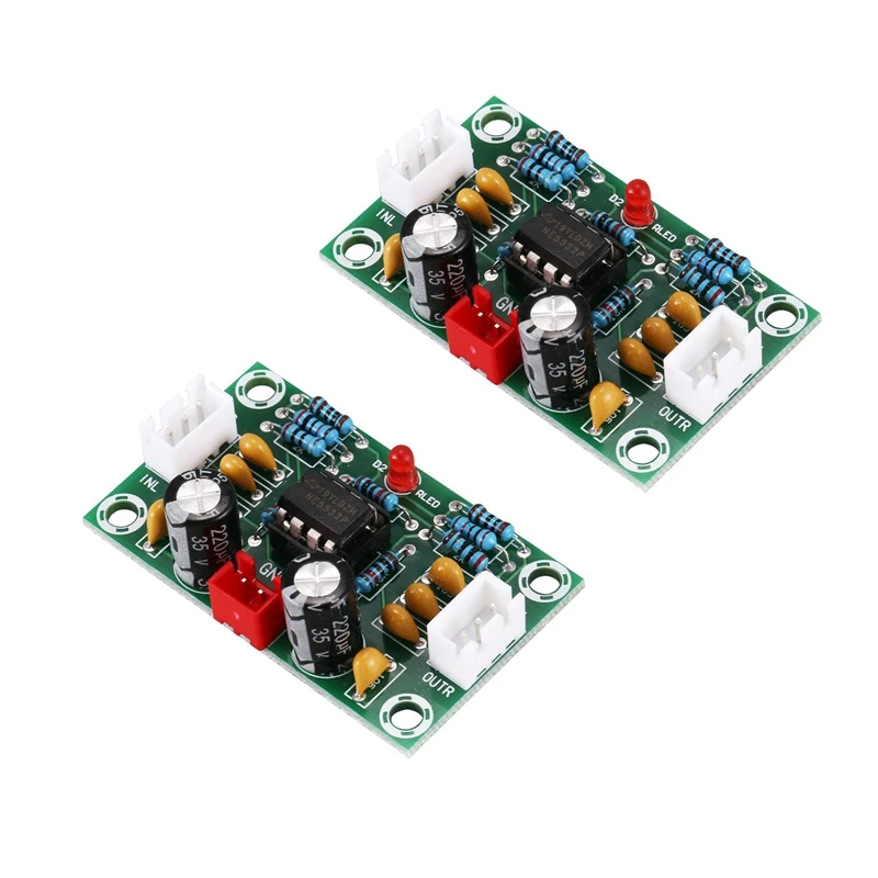 2X Mini Preamp Op Amp Module Amplifier Dual Channel NE5532 Preamplifier Tone Board 5 Times Wide Voltage 12-30V