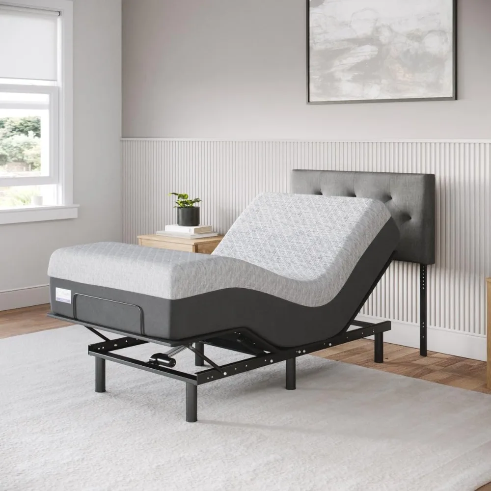 

Celestial Aurora Adjustable Bed Base (Frame) + 8 inch Gel Memory Foam Mattress (Firm), Easy Assembly, Head and Foot Lift, Zero G