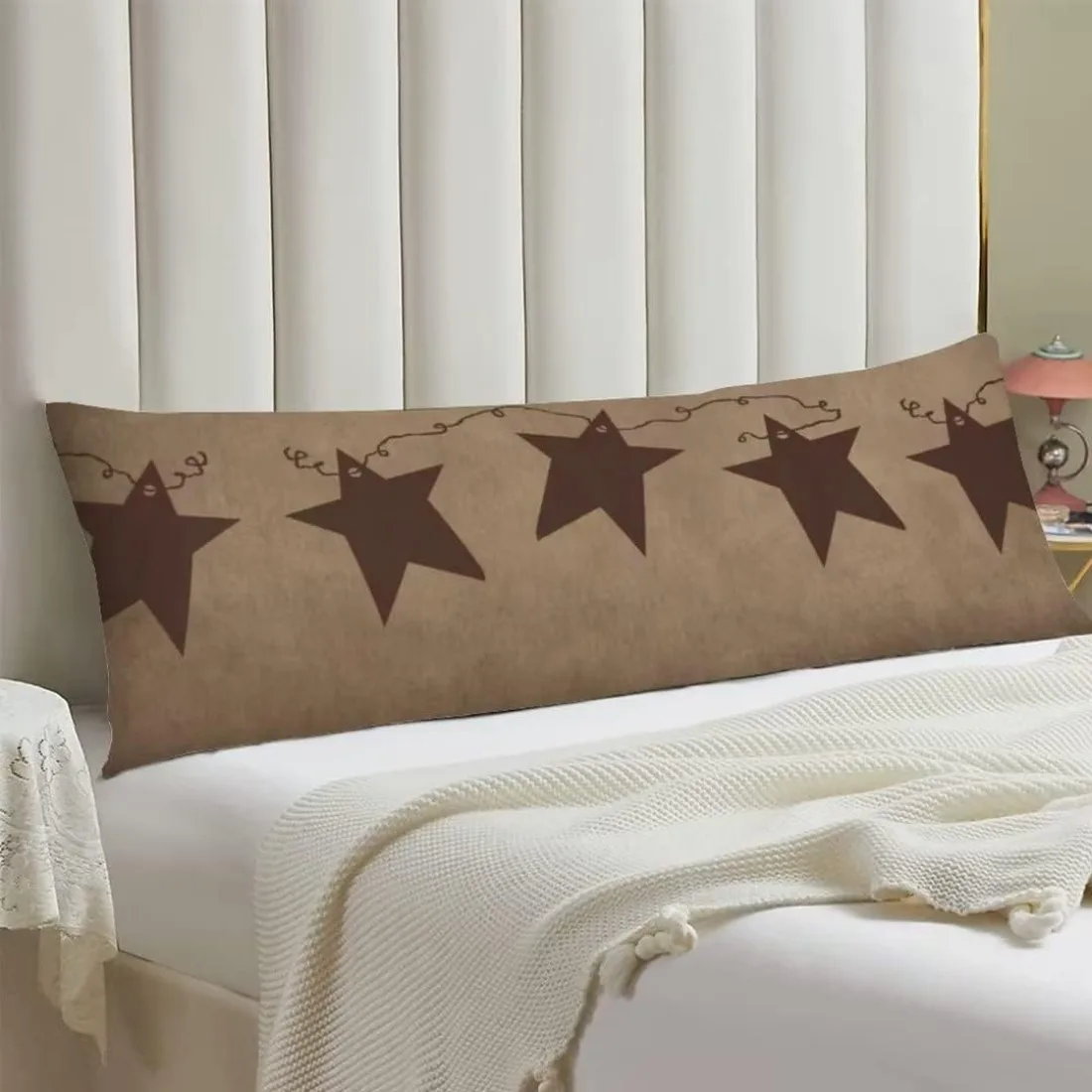 Rustic Farmhouse Body Pillow Cover - Throw Pillow Covers with Vintage Primitive Country Style, Rusty Texas Star Design
