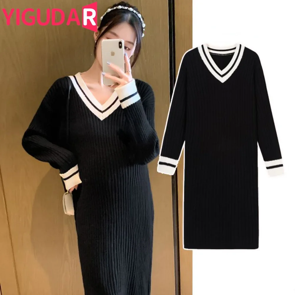 

Autumn Winter Korean Fashion Maternity Sweaters Loose Dress Clothes for Pregnant Women Chic vestidos Pregnancy photoshoot dress