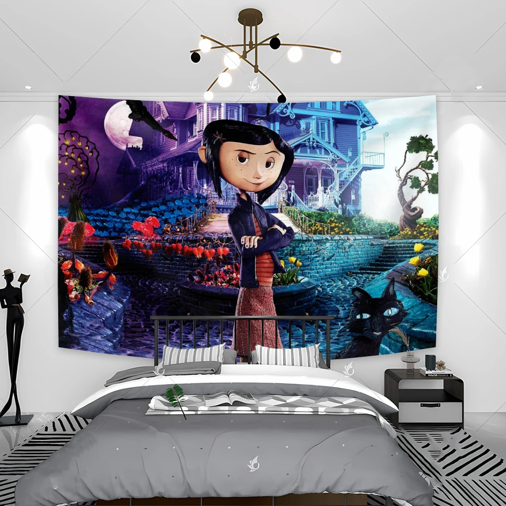 

Anime Coralines Tapestry Or Banner Bohemia Wall Hanging Decoration Aesthetic Room Decor Headboards Bedroom Background Cloth