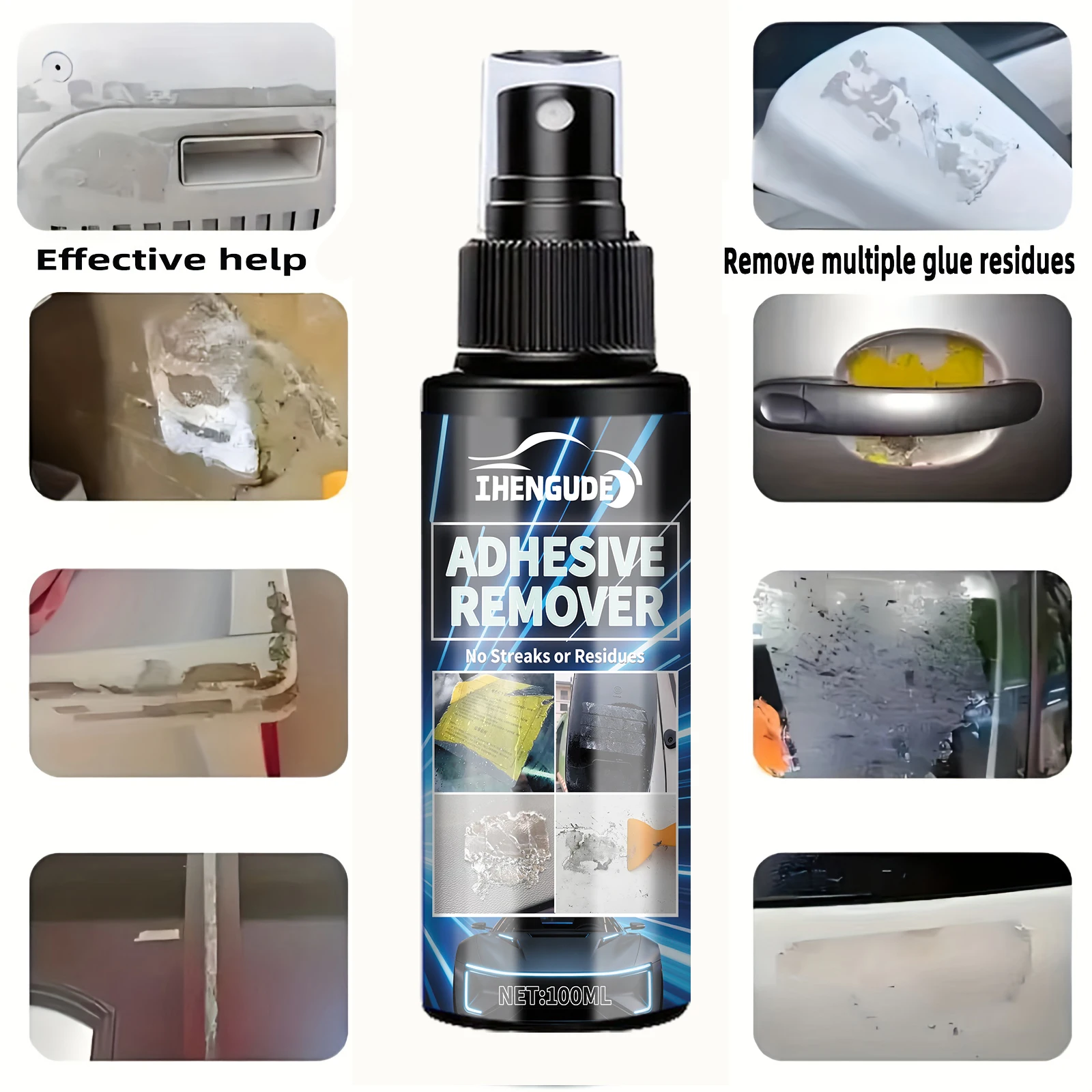 Fast-Acting Adhesive Remover Spray - Leaves No Residue, Removes Glue, Stickers, and Sticky Residue from Cars, Furniture, and Appliances - Suitable for a Variety of Surfaces, Easy to Use, No Damage, Furniture Sticker Remover, Round Bottle Design, Durable Angled Nozzle