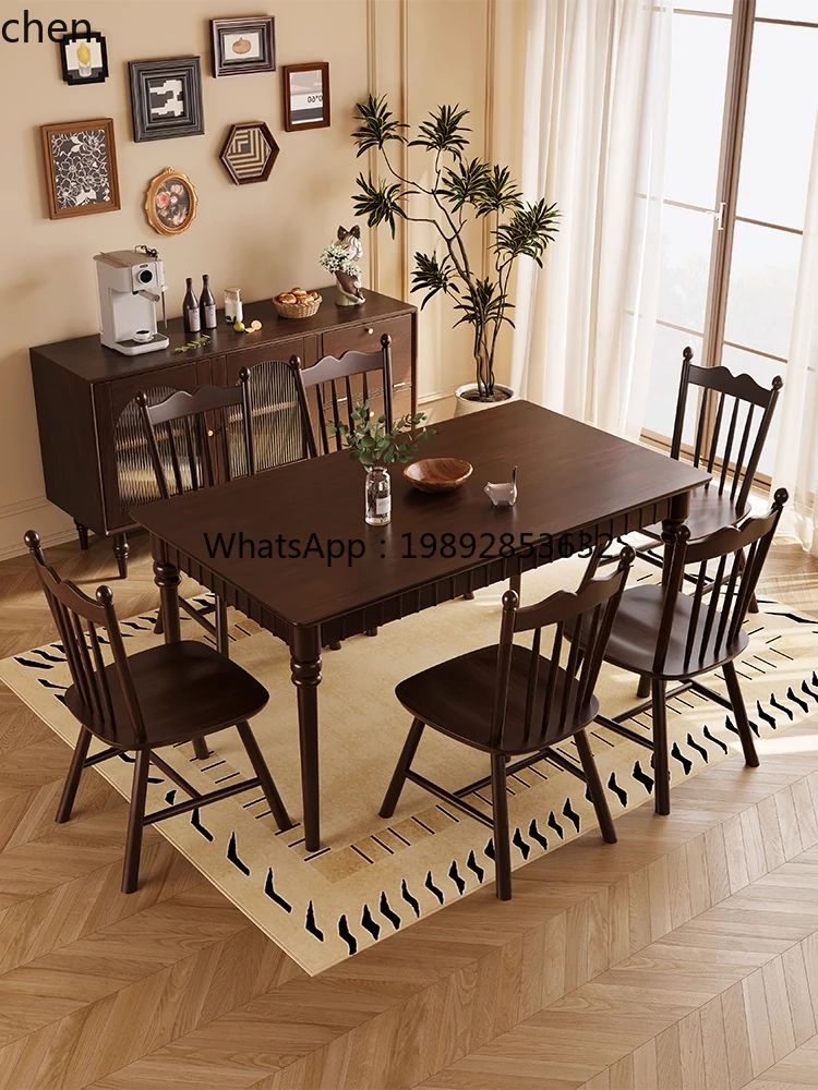 

Solid Wood Dining Table Rectangular Dining Table Dining Chair Set
