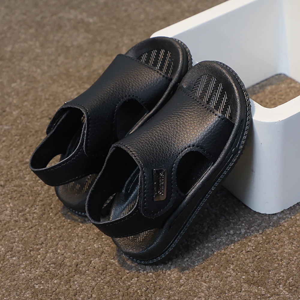 

Children Beach Sandals Outdoor Summer Shoes Boys Soft Soled Ergonomics Shoes Kids PU Leather Anti-slippery Casual Boy Sandals