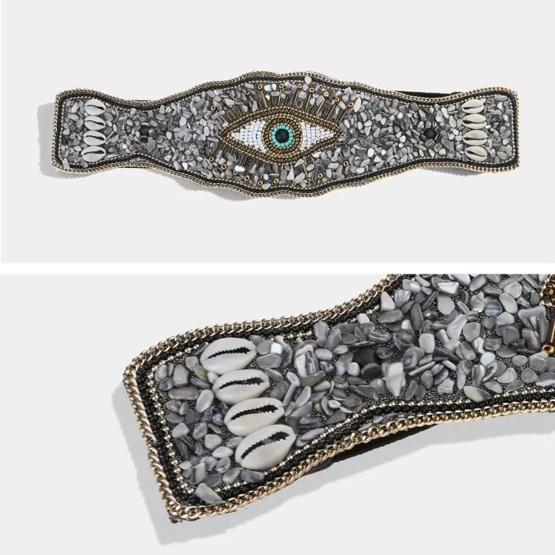 652f-ボヘミアンコルセットベルト女性用ターコイズビーズワイドベルト装飾ウエストベルト