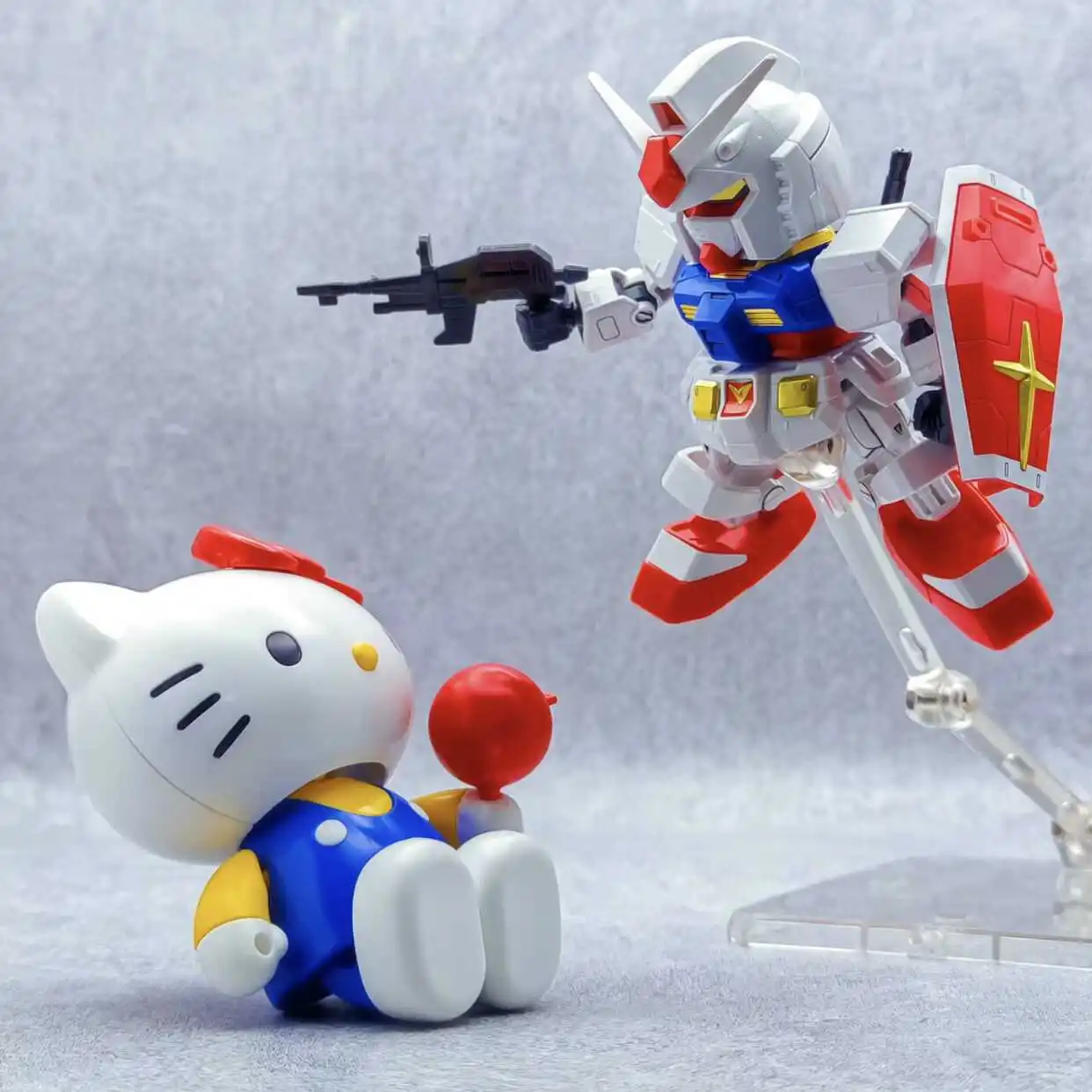 Gundam Hello Kitty Rx-78-2sd Assembly Model  Anime Figures Statue Doll Collection Decor Kids Toys Gifts Doll