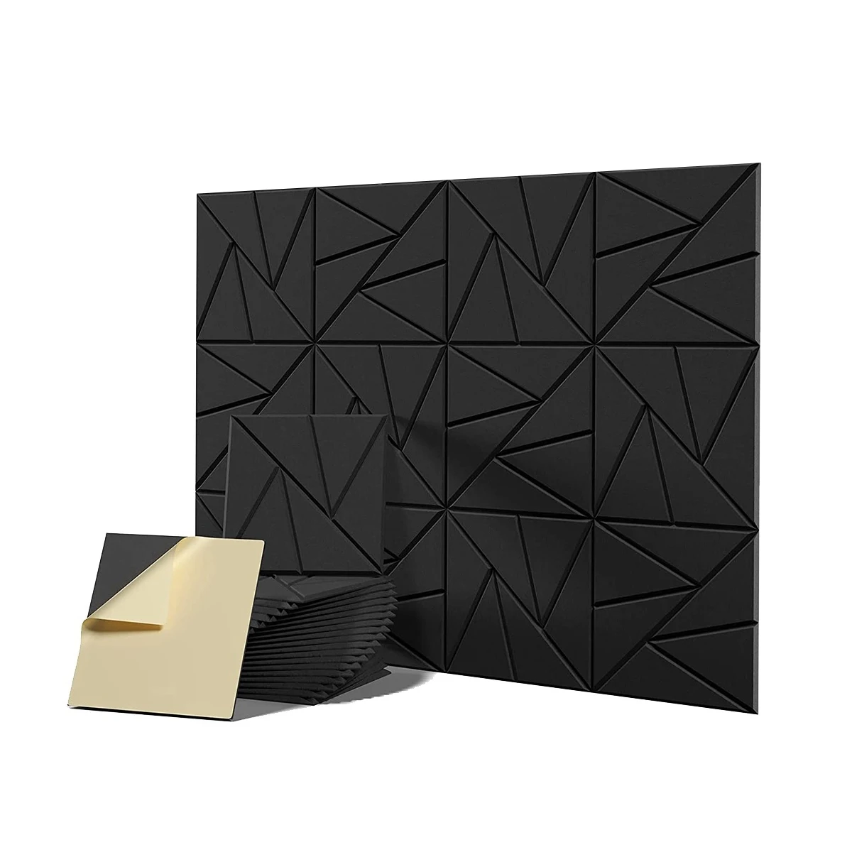 AB11-12Pack Acoustic Foam Panels Sound Proof Foam Panels Sound Panels High Density With Self-Adhesive, 12X 12X 0.4Inch Black
