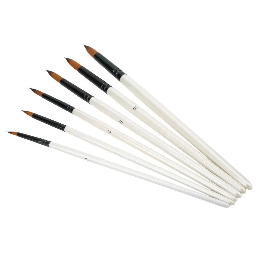 6pcs Ideal 6 Sizes Paint Brush Set Soft Brush Tips Fine Detail Tip Watercolor Brush Set Oil Paint Brush Tips Fine Detail Tip