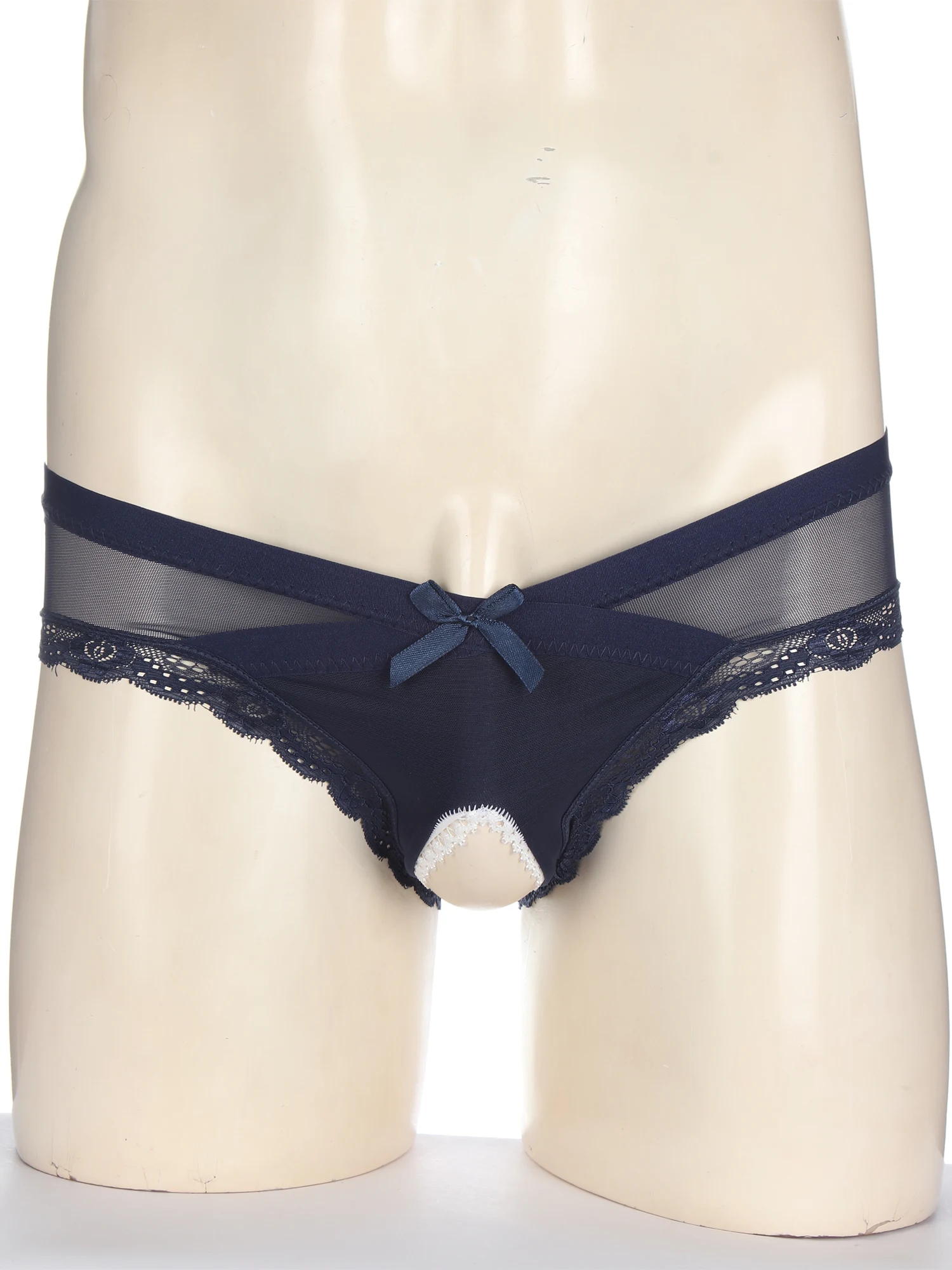 

Mens See-Through JJ Exposed Briefs Lace Sheer Mesh Open Butt Crotchless Underwear Low Rise Briefs for Gays Tempting Underwear