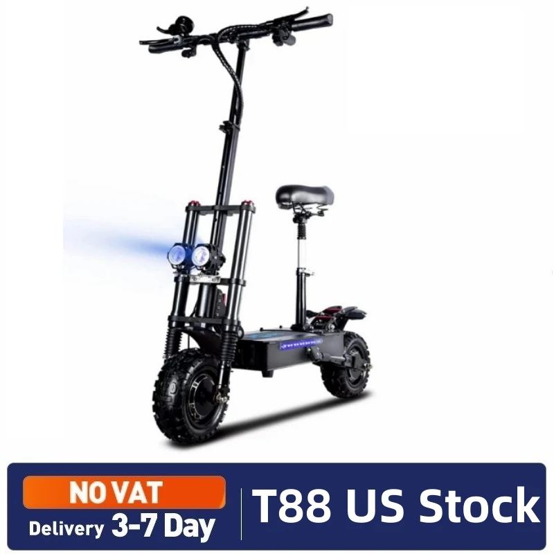 T88 Electric Scooter 5600W 60V 38.4Ah 80KM/H 90KM Range 11Inch Off Road Tire Folding EScooter with Seat patinete eléctricos