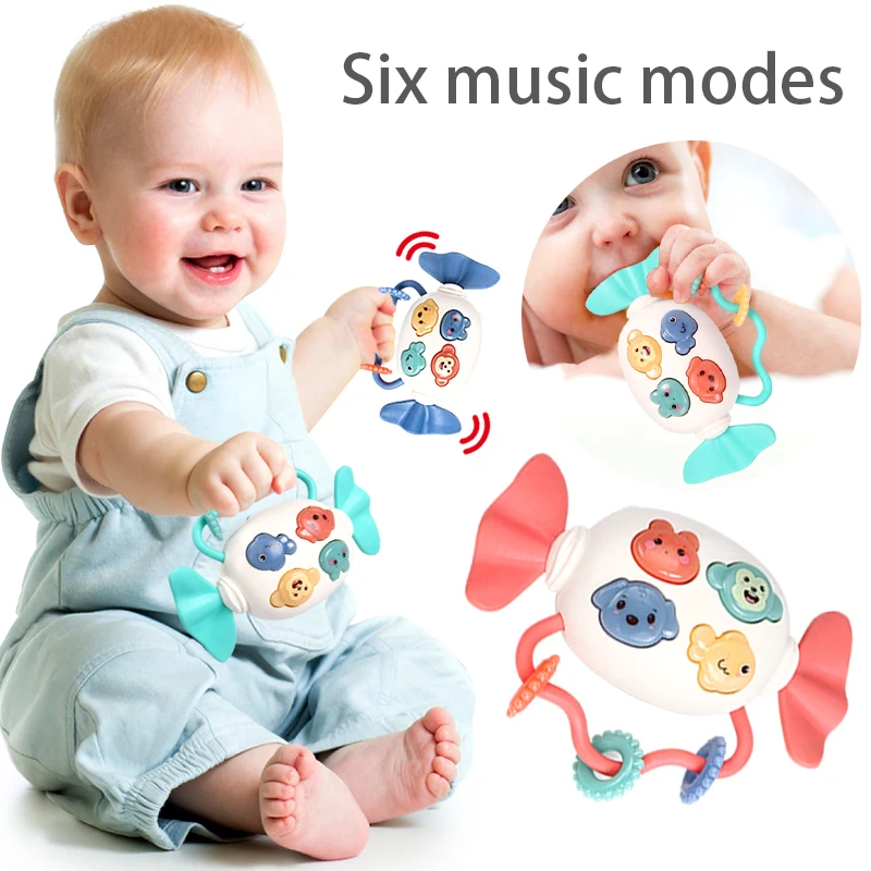 

Обучающая обучающая игрушка Монтессори, музыкальные огни, конфеты, музыка, кусающие зубы, звонные колокольчики, ручная обучающая игрушка для детей