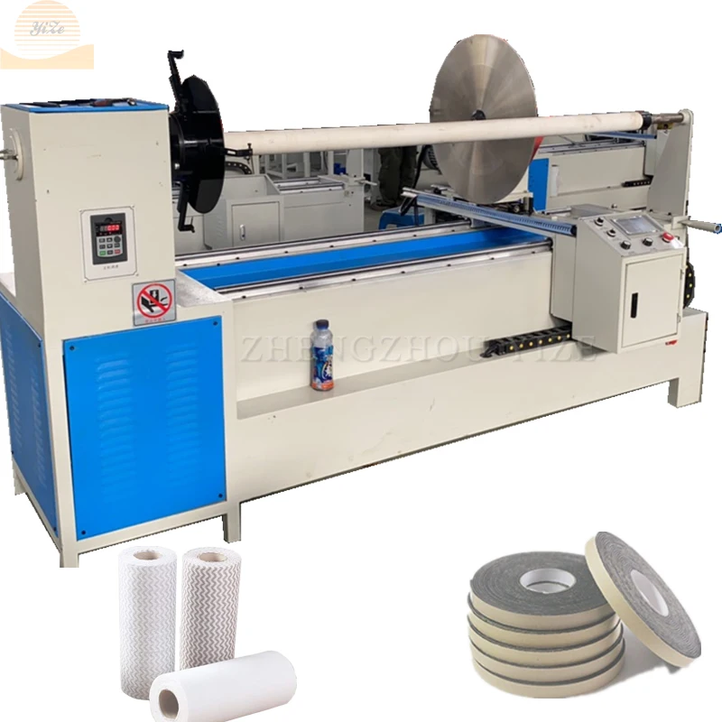 Automatic textile cut melt blown slitter rewinder cutter round blade non woven fabric roll rubber strip slitting cutting machine