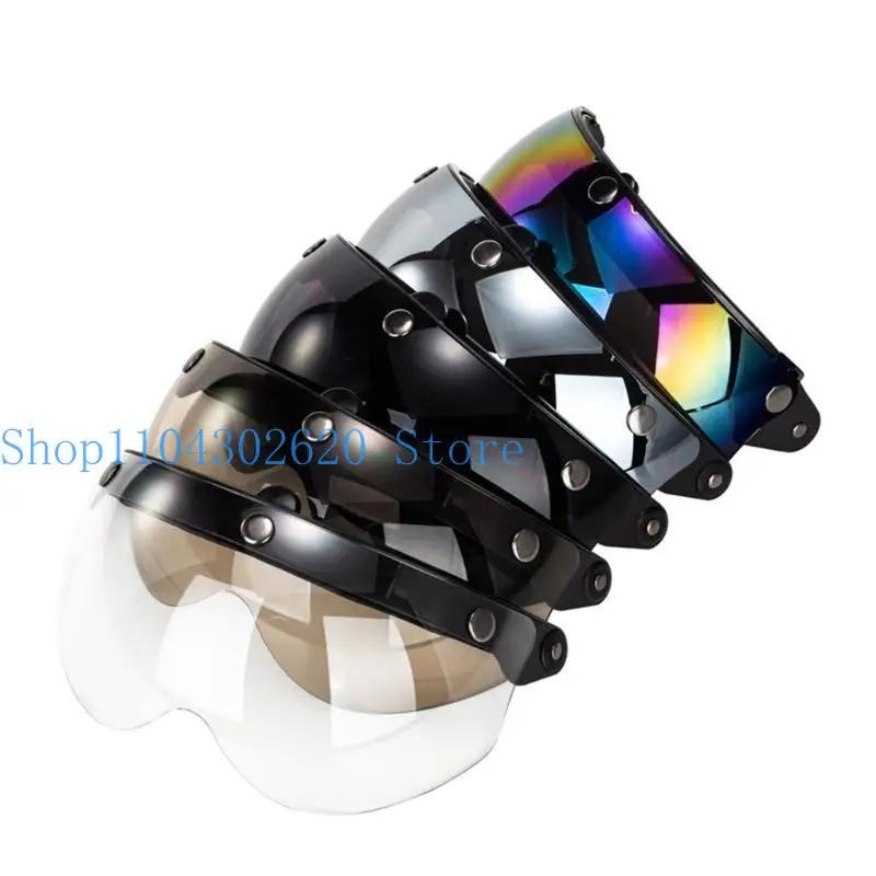

02DE Upgraded 3 3/4 Helmet Shield for 3-Snap Motorcycles Half Open Face Vintage