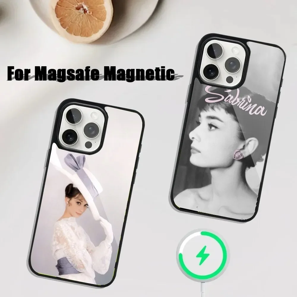 A-Audrey H-Hepburn Phone Case For iPhone 16,15,14,13,12,11,Plus,Pro,Max Mini Magsafe Magnetic Wireless Charging