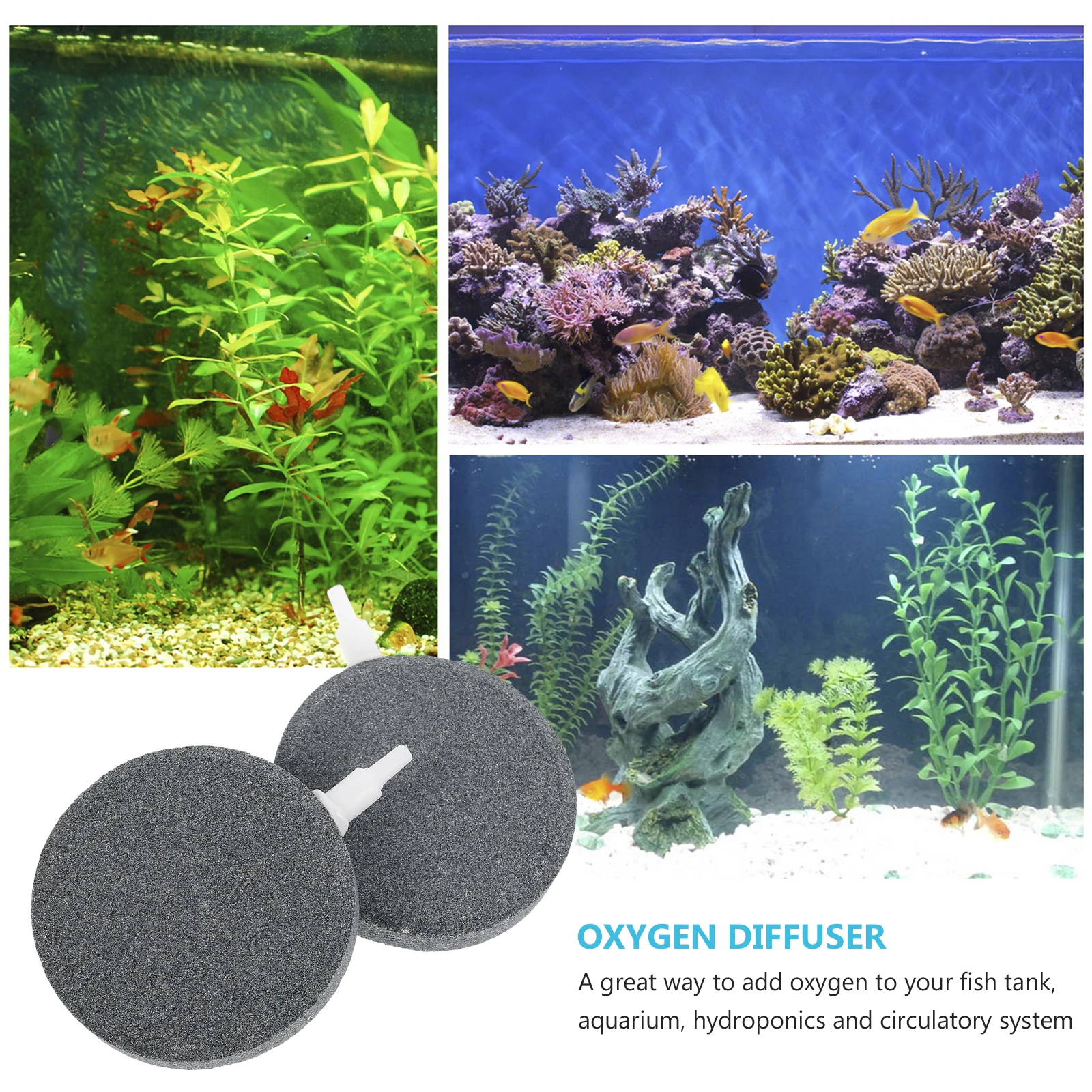 

4pcs Black Round Air Stone Bubbler for Fish Tank Aquarium Oxygen Diffuser Bubble Generator Pet Supplies Air Pump Accessories