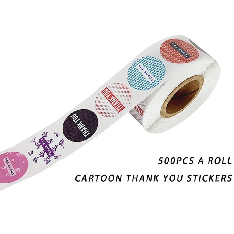 8 Styles Paper Round Thank You Stickers 1inch 50-500pcs Label Stickers Gift Packaging Seals Kraft Stationery Sticker