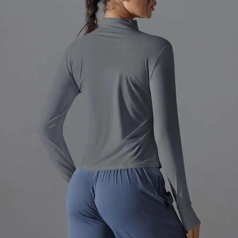 

Long Sleeved Jacket Stretch Slim Fit Outdoor Sports Running Exercise Fiess For Top Women Autumn Gym Yoga Clothes