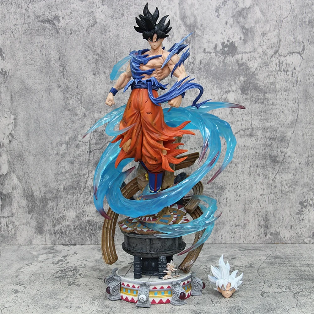 

Anime Dragon Ball Super Saiyan Son Goku GK UltraInstinct Double Head PVC Action Figure Collectible Model Doll Toy 43CM