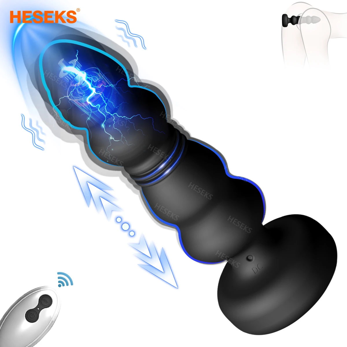 HESEKS-masajeador de próstata telescópico inalámbrico para hombres, consolador Anal, vibrador con bloqueo de pene, masturbador masculino, Butt plug,