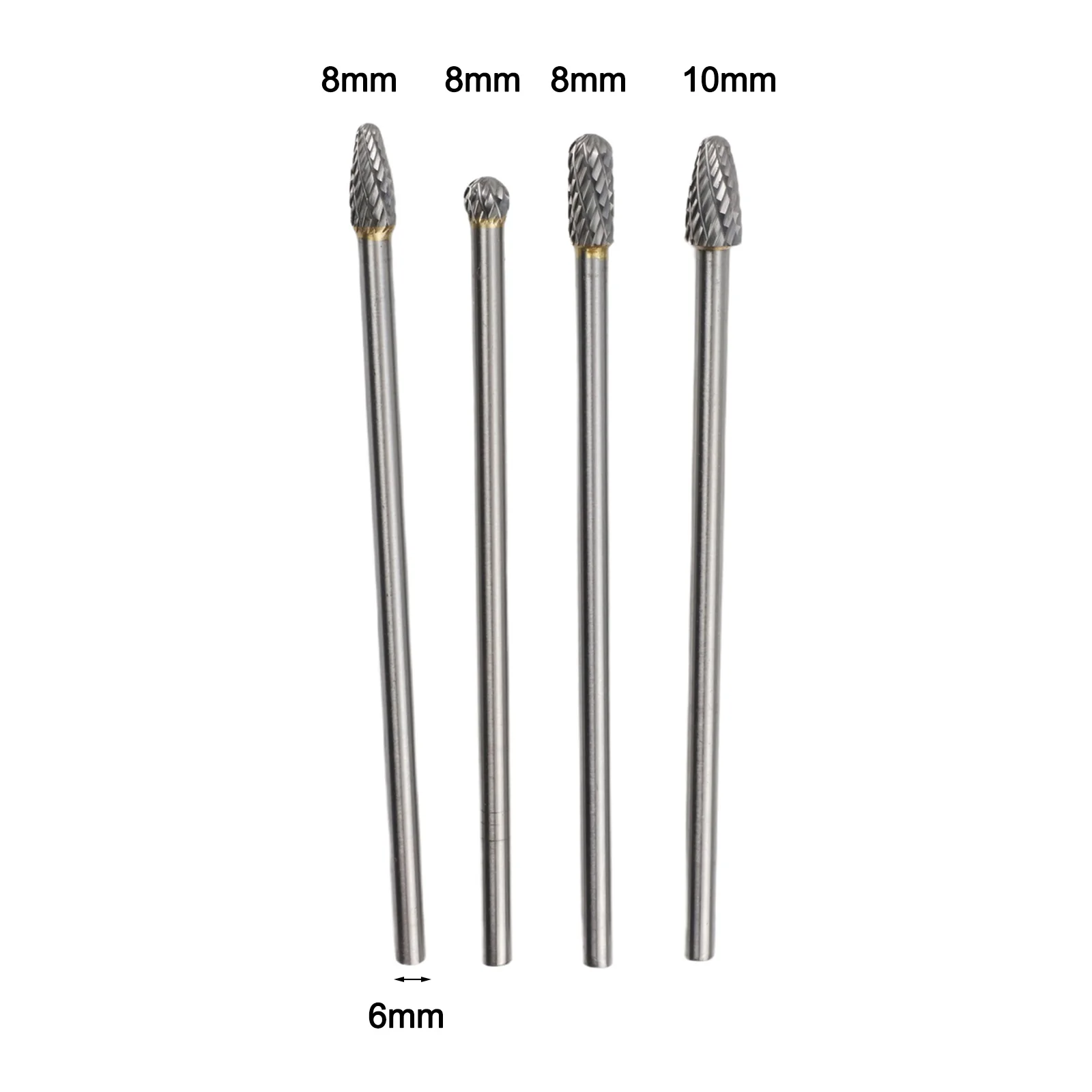 4pc Double Cut Carbide Rotary Burrs with Extended Reach Perfect for CNC Applications in Metal and Tile Cutting