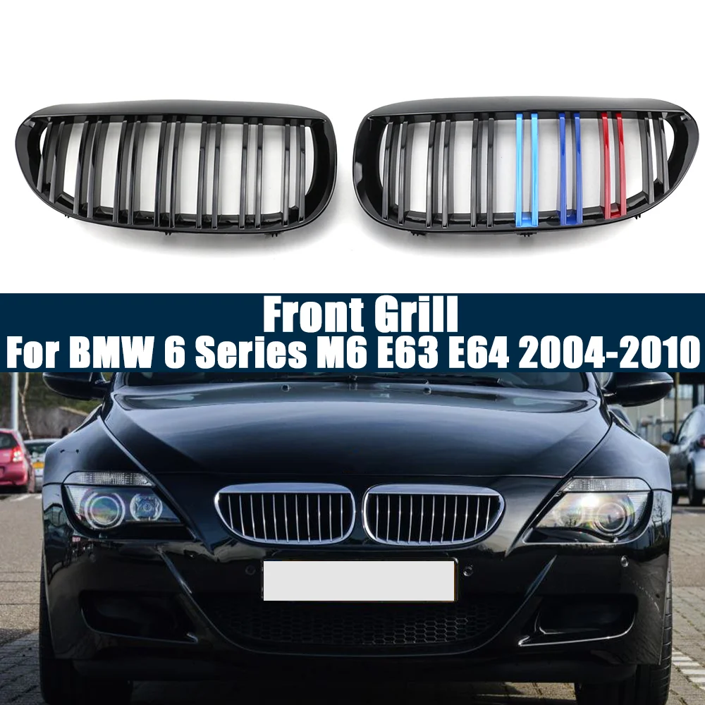 Front Bumper Kidney Grill Double Slat Racing Sport Grille For BMW 6 Series M6 E63 E64 630i 650i 645ci 2004-2010 Car Styling