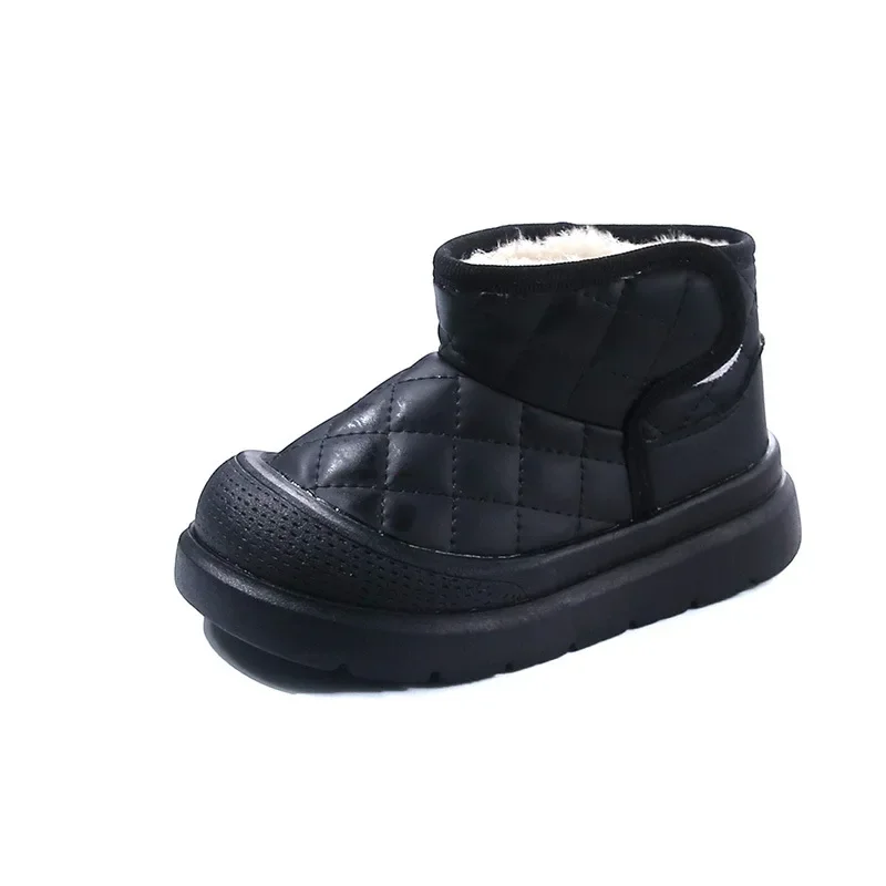 Crianças botas para meninos inverno cor sólida menina botas de neve tendência moda crianças causal engrossado botas de pelúcia antiderrapante versátil