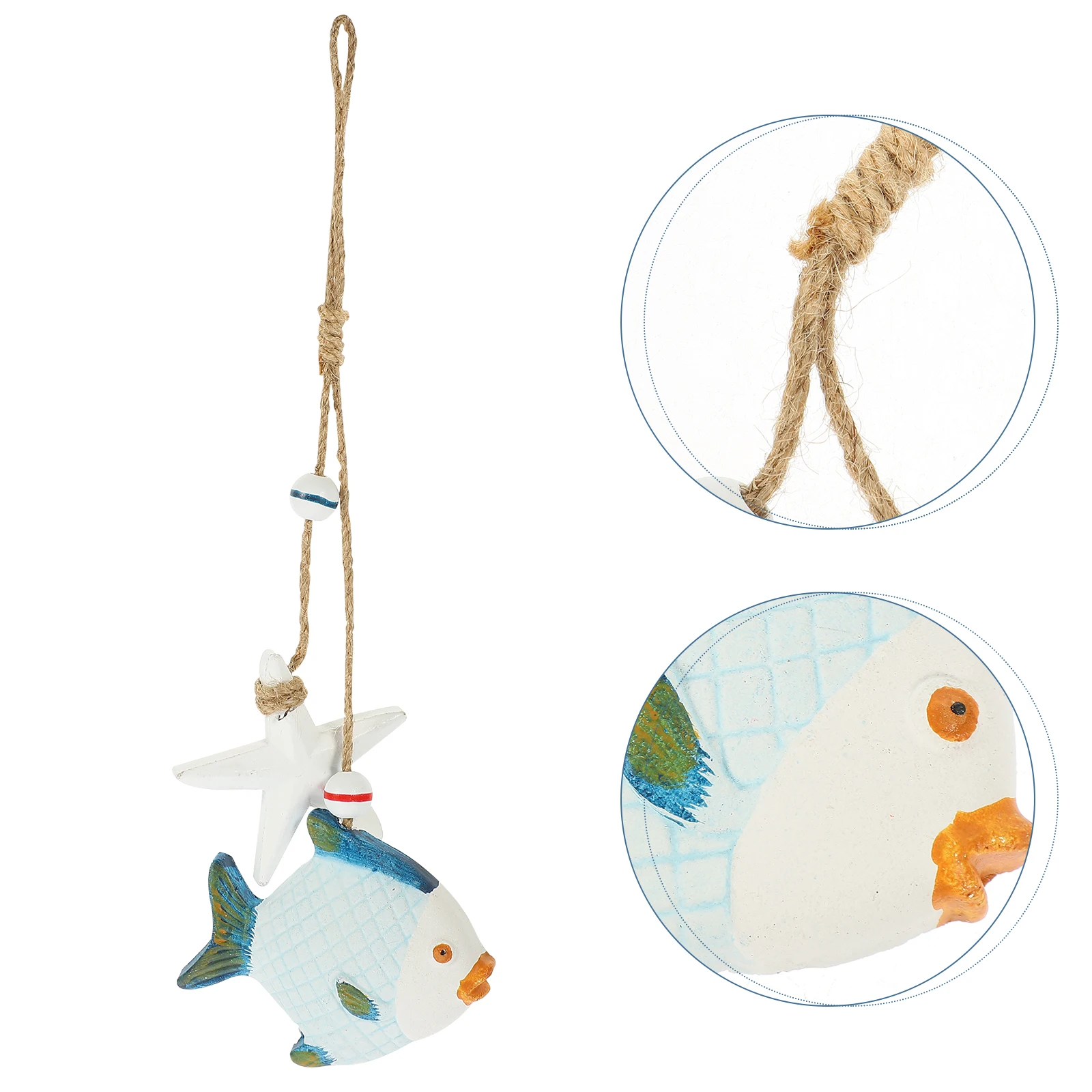 

Wooden Hanging Decoration Indoor Space Nautical For Home Wall Rural Modern Style Coastal Fish Pendant