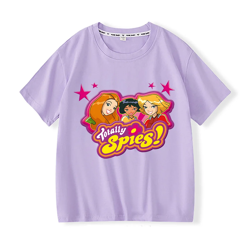 Anime Totally Spies Sam Clover Alex Cartoon Printing T-shirt Children Casual T Shirt Cartoon Short Sleeve Unique Streetwear Tops