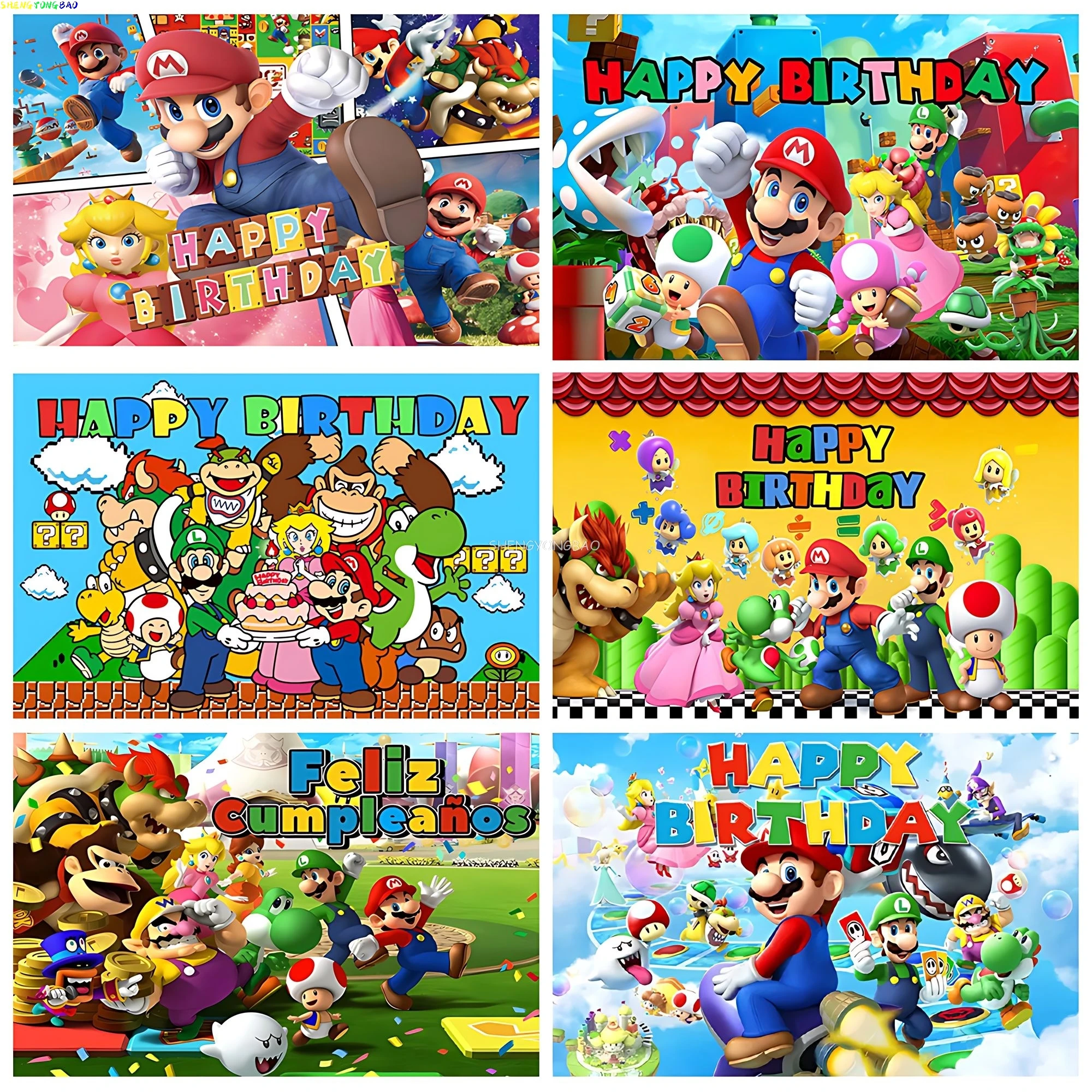 

The Movie Cartoon Super Marioed Theme Photography Backdrops Birthday Party Kids Boys Game Photo Studio Background MLA-01