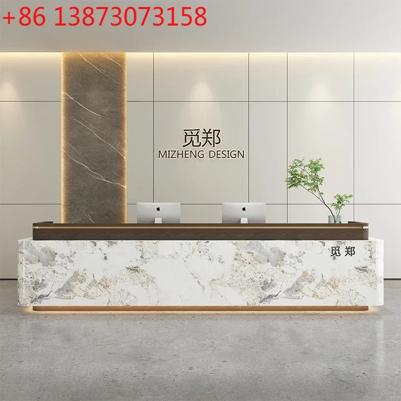 

Modern minimalist company, reception desk curved medical beauty salon, clothing store paint checkout page9344