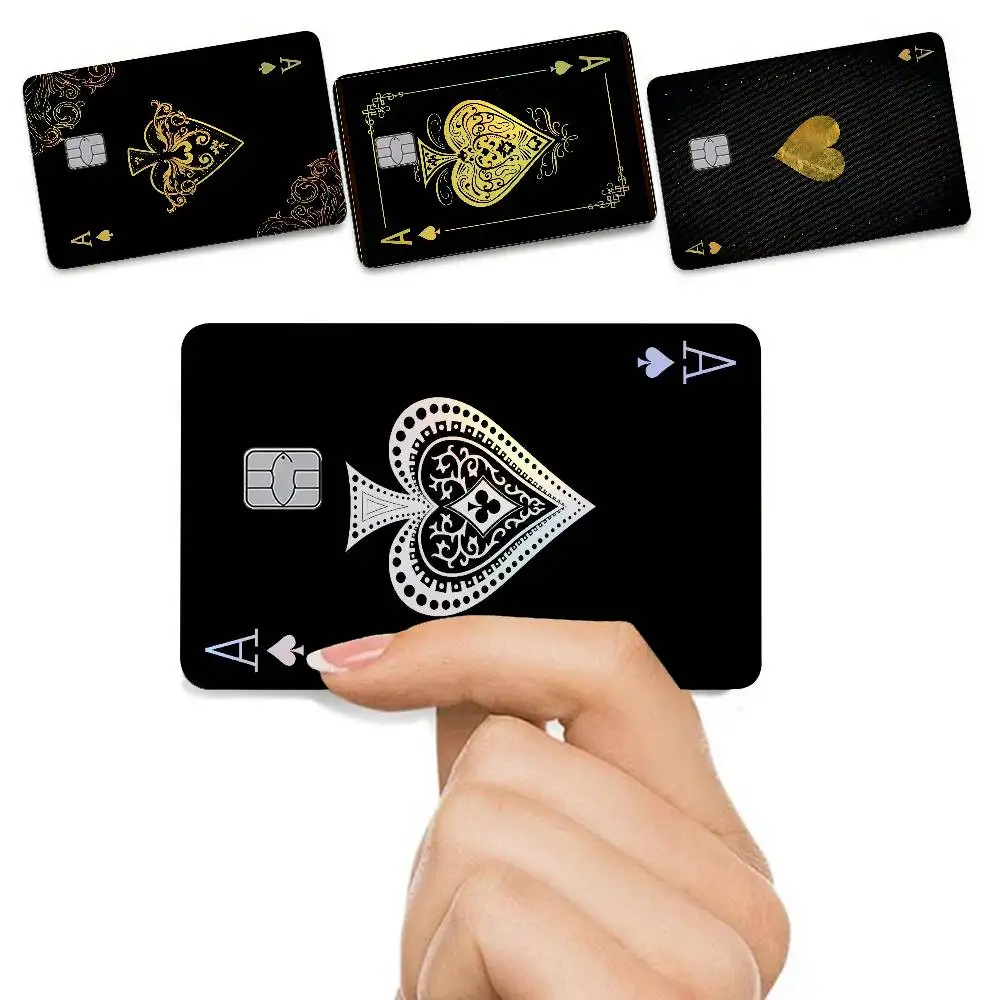 Ace Of Spade 4Pcs/Set Holographic Laser Credit Card Stickers Iridescent Waterproo Fits All Standard Bank Cards