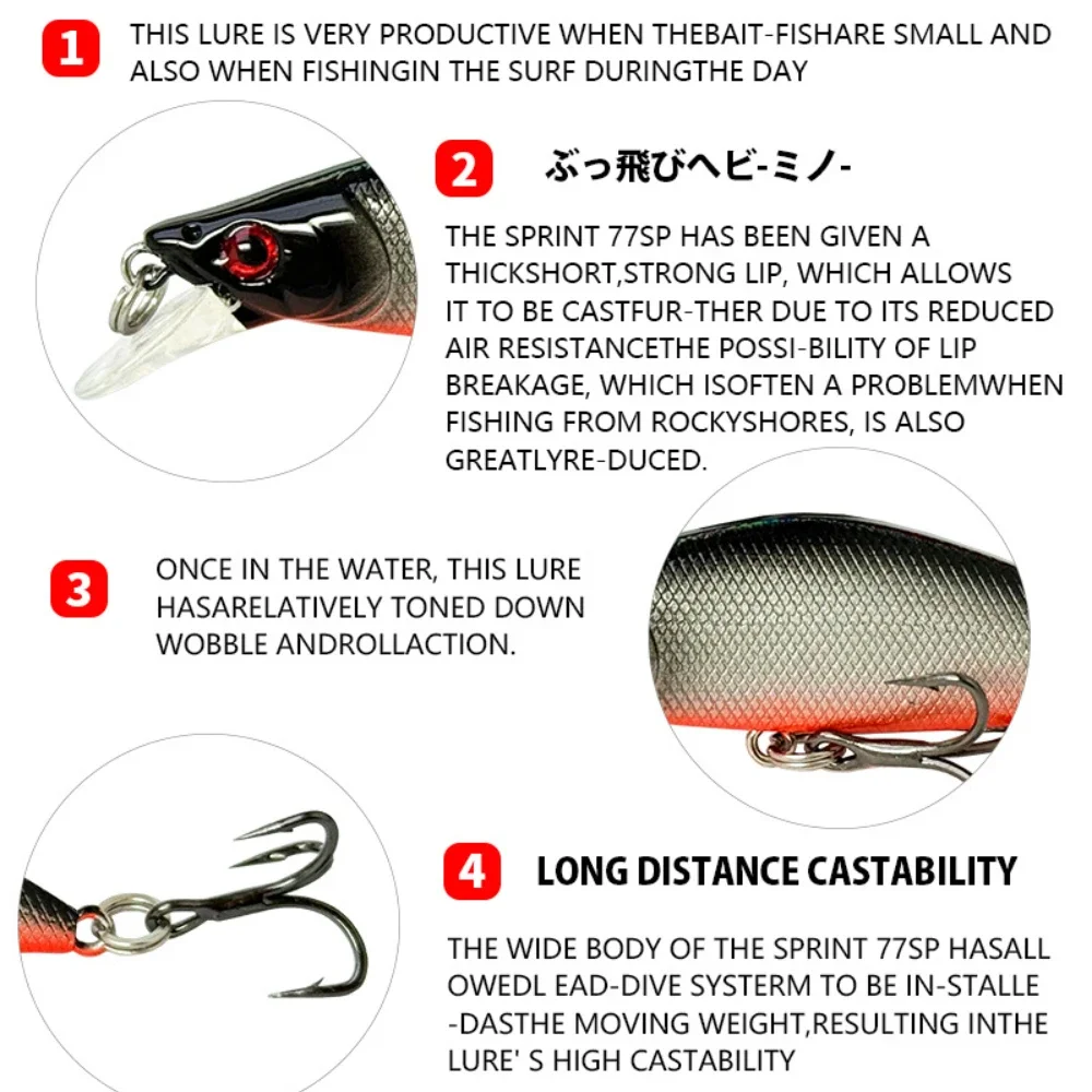 50mm 5.2g Sinking Minnow Fishing Lures Jerkbait Wobblers Pike Trout Carp Artificial Hard Bait Topwater Swimbait Accessories image 5