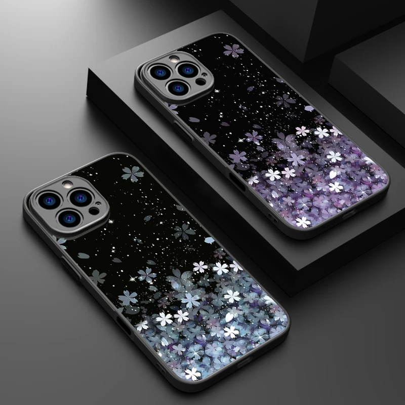 그라데이션 벚꽃 마그네틱 폰 케이스 (아이폰 16e 16 15 14 Pro Max 15 14 13 Pro) 충격 방지 맥세이프 소프트 엣지 PC 커버