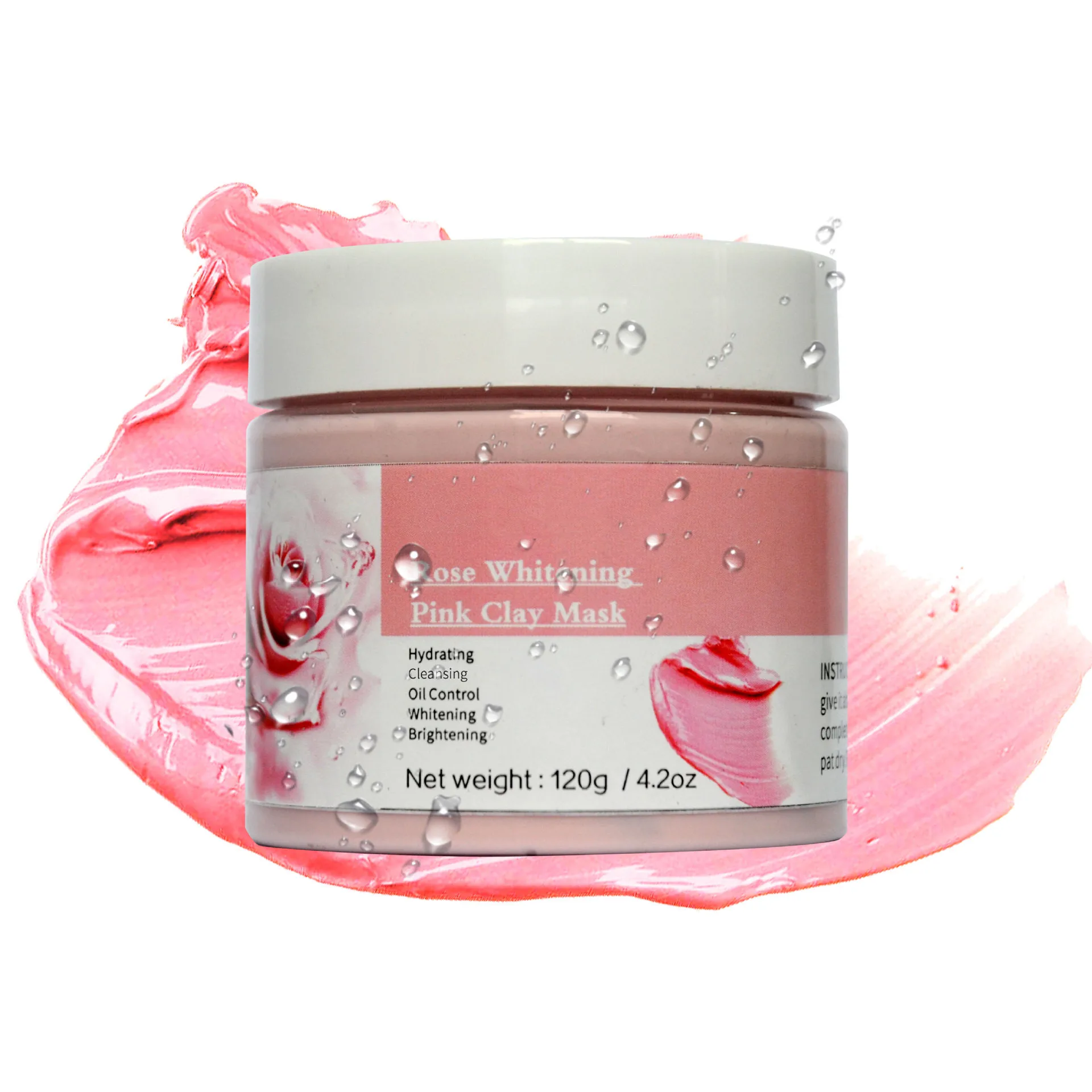 

100% Herbal Natural Rose Mud Mask Moisturizer Whitening Anti-aging Exfoliator Organic Cleansing Face Pink Clay Mask Skin Care