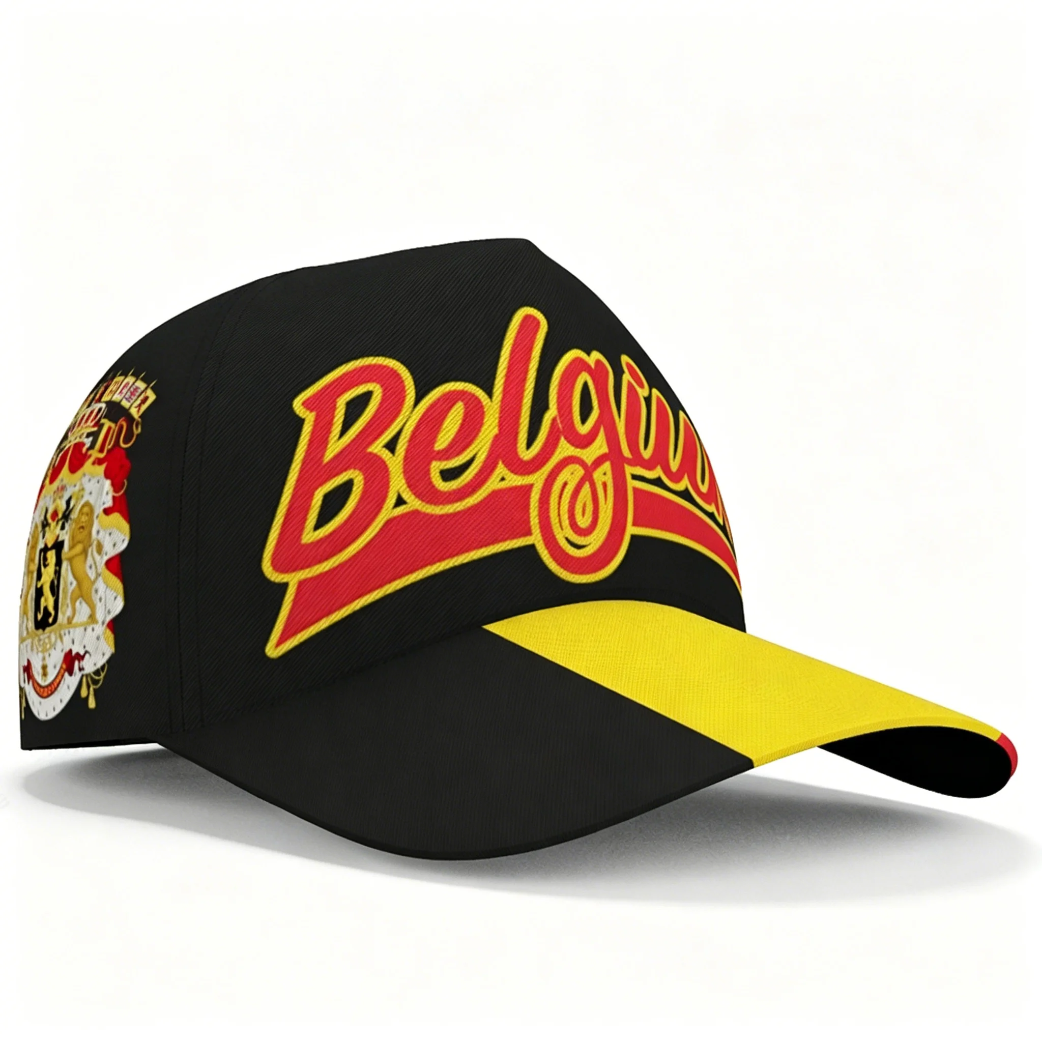 Belgium National Flag Letter Print Baseball Cap Adjustable Lightweight Snapback Outdoor Casual Football Sports Fan Sun Hat