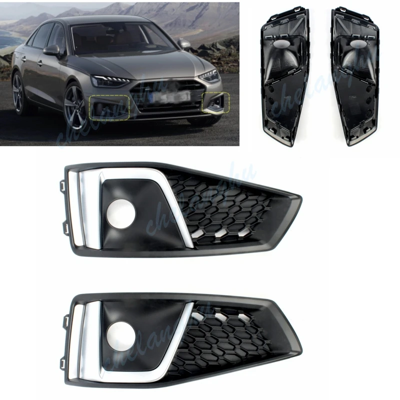 

Front Bumper Fog Lamp Frame For Audi A4 B9 S4 2019 Sport High Quality Fog Light Cover Grille Car Accessories