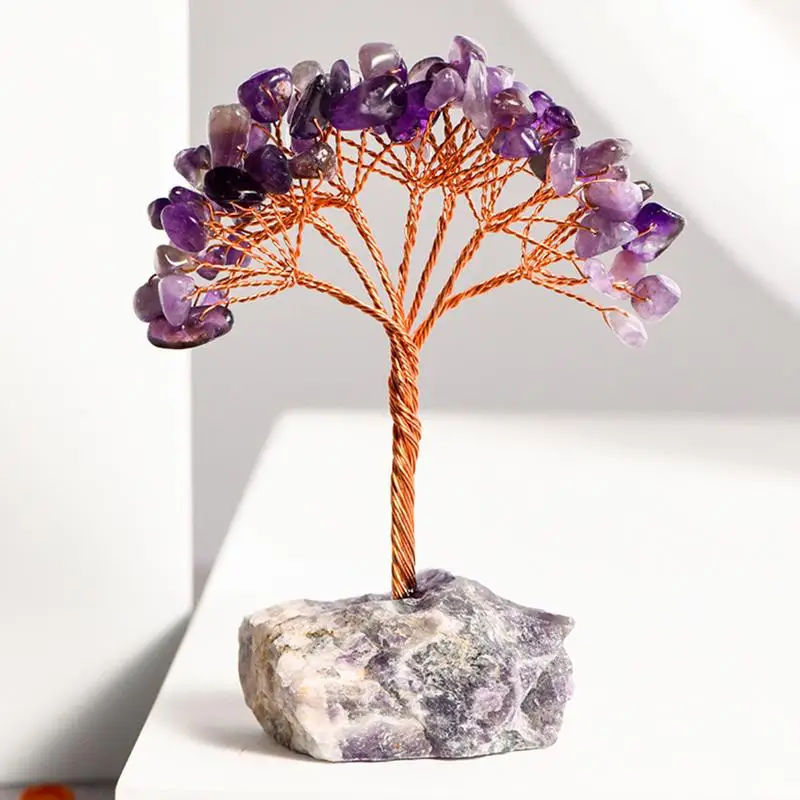 Crystal Tree Tree Of Life Decoration Interior Decoration Accessories Crystal Tree Seven Chakr Gem Feng Shui Figurine Silver Bon