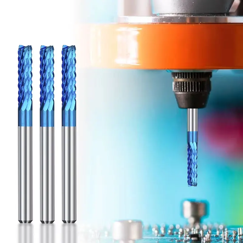 XCAN frez z końcówką węglikową 10 sztuk 3.175 cholewka powlekane na niebiesko frezy CNC grawerowanie nożyce do przycinania brzegów End mill 0.8-3.0mm