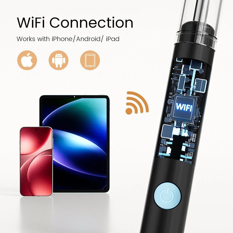 Vibrating Electric Ear Scope with Soft Brush Attachment, Ear Cleaning Otoscope 4.2mm Camera, Gentle Ear Massage for Ear Canal
