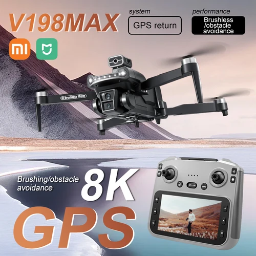 Xiaomi Mijia V198MAX 드론 8K Profesional FPV 브러시리스 레이저 장애물 회피 공중 광학 접이식 쿼드콥터 미니 4K Dron