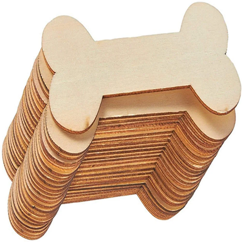 

20 Pcs Dog Bone Wood Slices Blank Tags Shaped DIY Cutout Decoration Unfinished Graffiti Wooden Price Tag Creative Gift Label