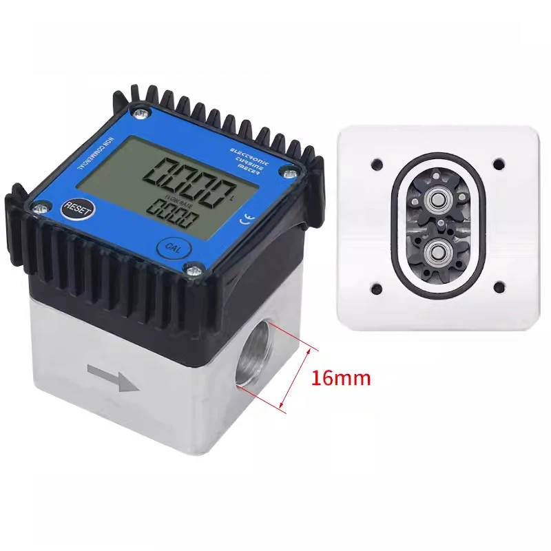 1.6Mpa 낮은 2-30 리터/분 1/2 "BSP 암나사 LCD 디스플레이 배터리 오일 용 전자 타원형 기어 유량계