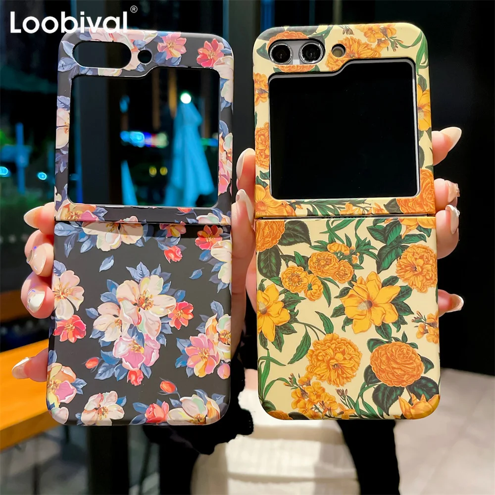 

Ins красивый цветочный матовый чехол для телефона Samsung Z Fold5 складной 4 3 Galaxy Z Flip5 Z Flip 5 4 3 ударопрочный Тонкий цветочный чехол с линзами